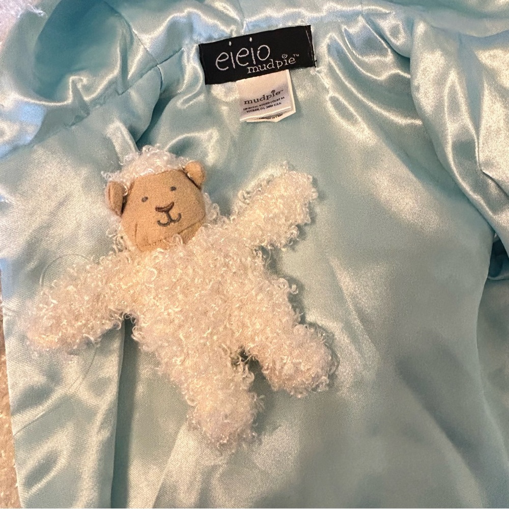 6-12M Mud Pie Faux Fur Lamb Hooded Jacket - Picture 8 of 11